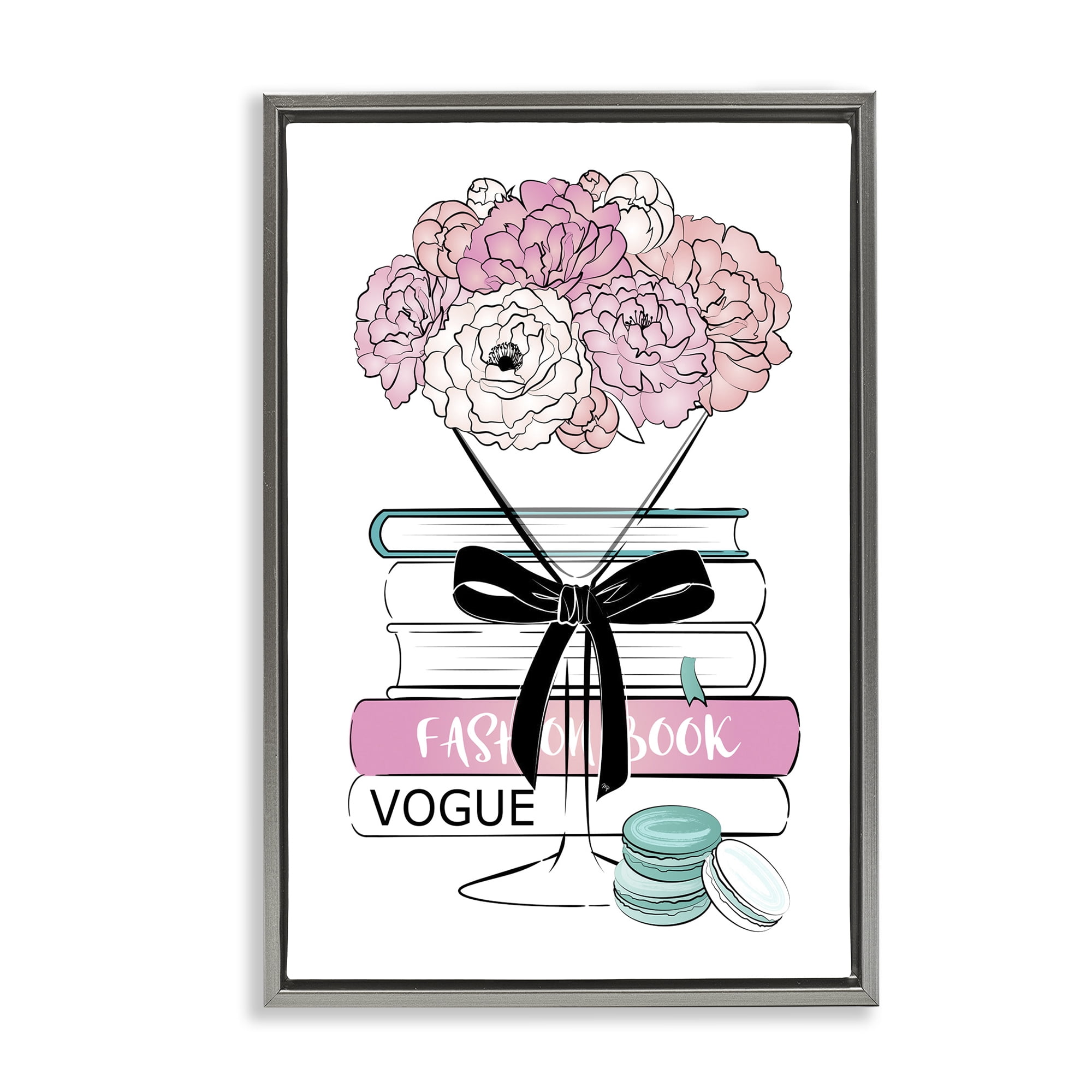 Stupell Industries Flower Bouquet Martini Botanical & Floral Painting Gray Floater Framed Art Print Wall Art, 21 x 31