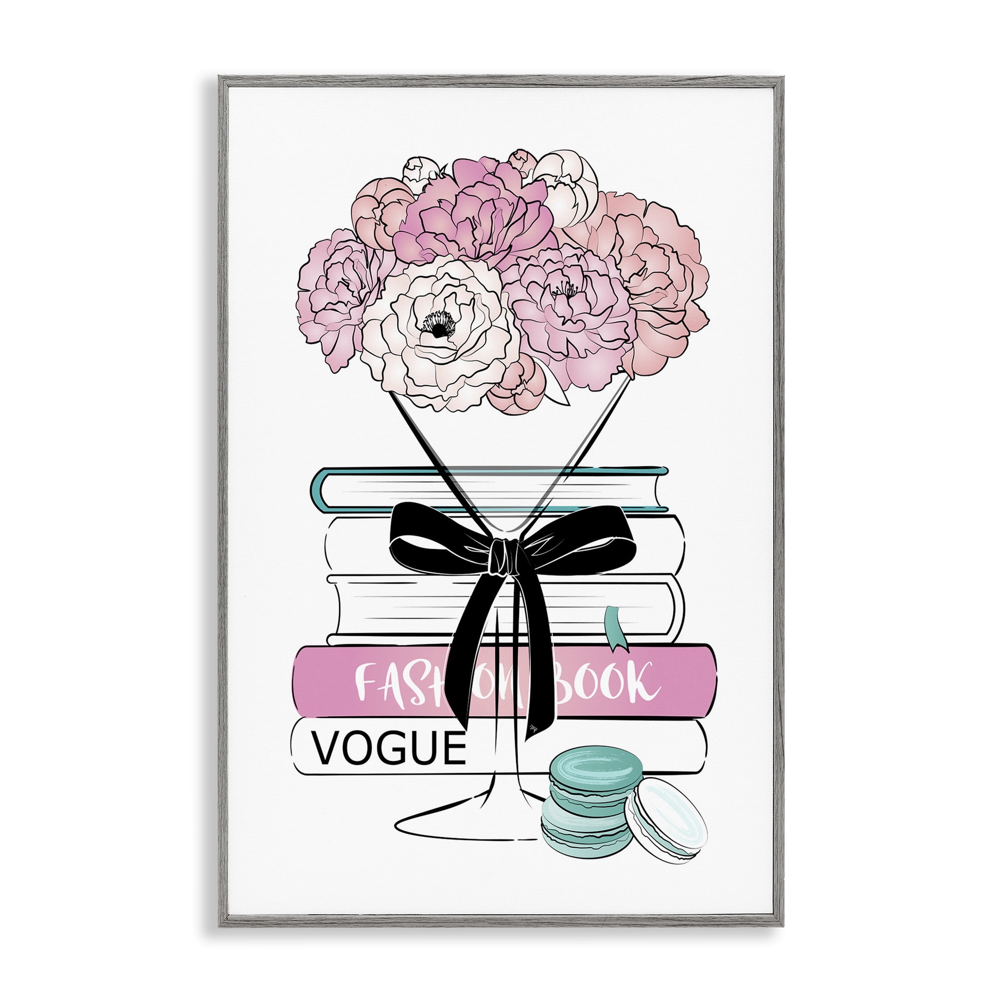 Stupell Industries Flower Bouquet Martini Botanical & Floral Painting Gray Framed Art Print Wall Art, 16 x 24