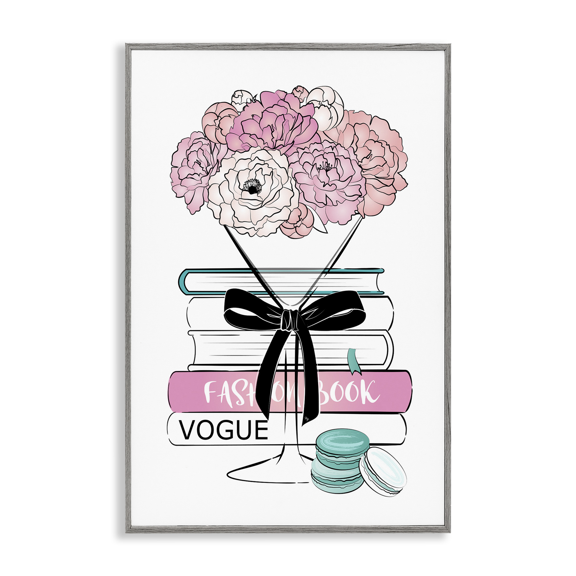 Stupell Industries Flower Bouquet Martini Botanical & Floral Painting Gray Framed Art Print Wall Art, 20 x 30