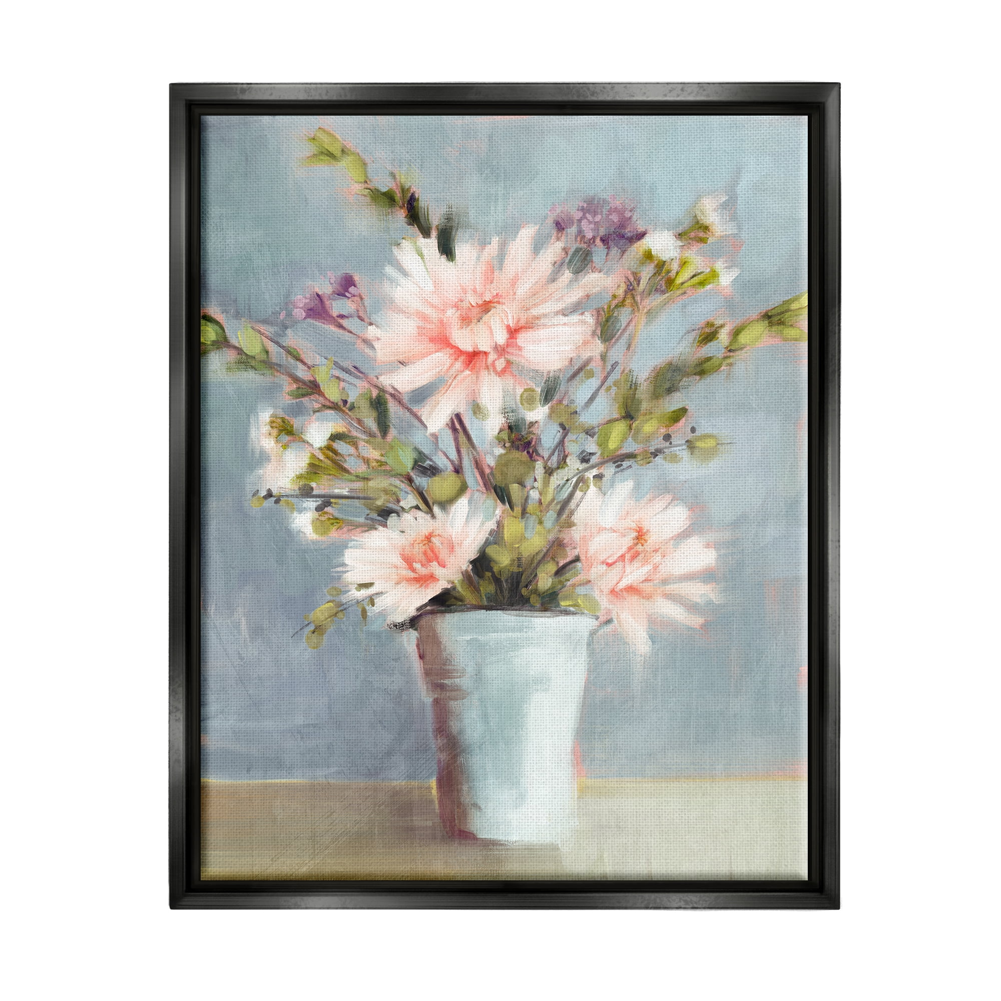 Stupell Industries Flower Bouquet Pink Blooms Botanical & Floral Painting Black Floater Framed Art Print Wall Art