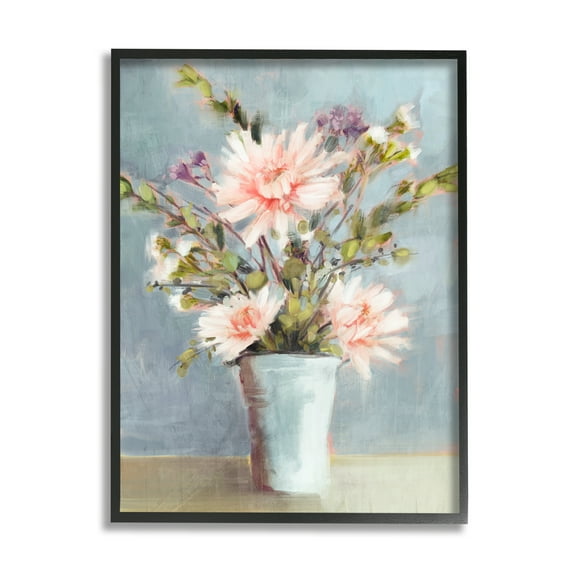 Stupell Industries Flower Bouquet Pink Blooms Botanical & Floral Painting Black Framed Art Print Wall Art