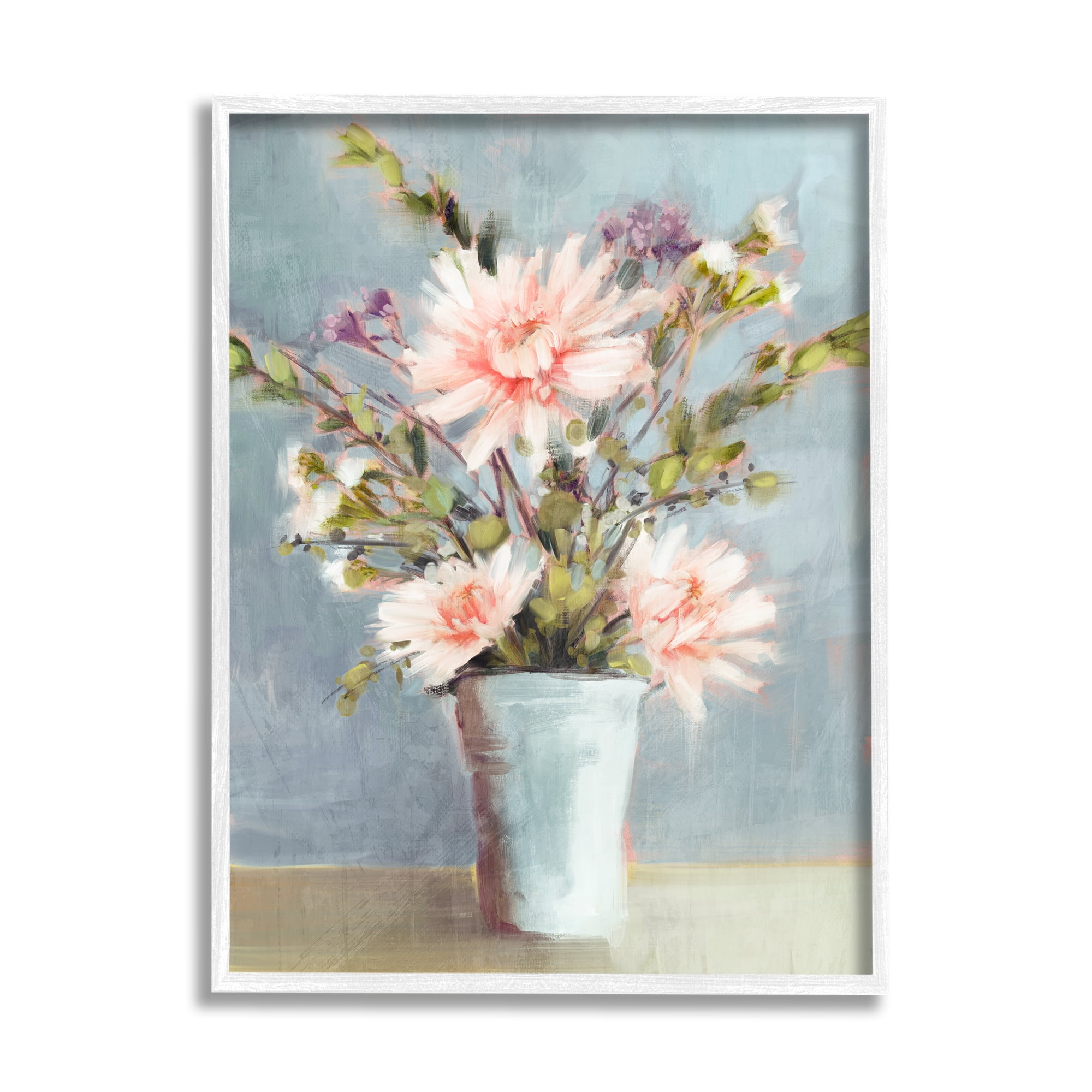 Stupell Industries Flower Bouquet Pink Blooms Botanical & Floral Painting White Framed Art Print Wall Art