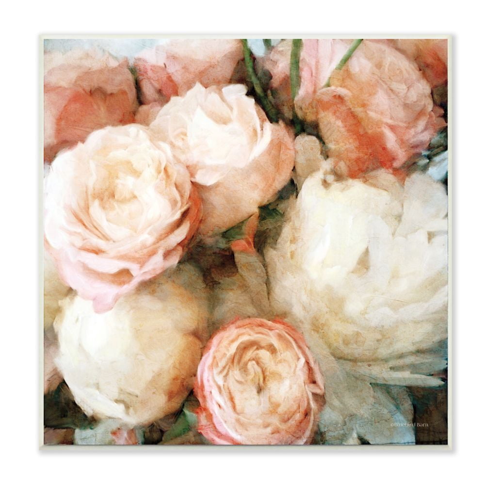 Stupell Industries Flower Bouquet Pink White Painting Wall Plaque by Bluebird Barn, 12" x 12", Wall Plaque