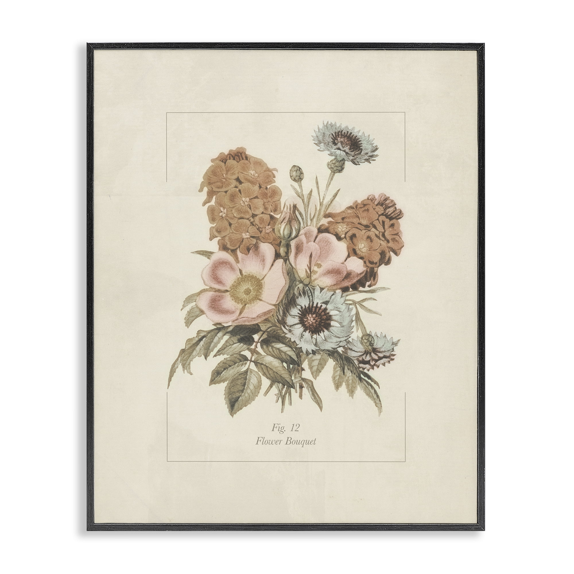 Stupell Industries Flower Bouquet Vintage Blossoms Black Framed Giclee Art, design by Dan Meneely