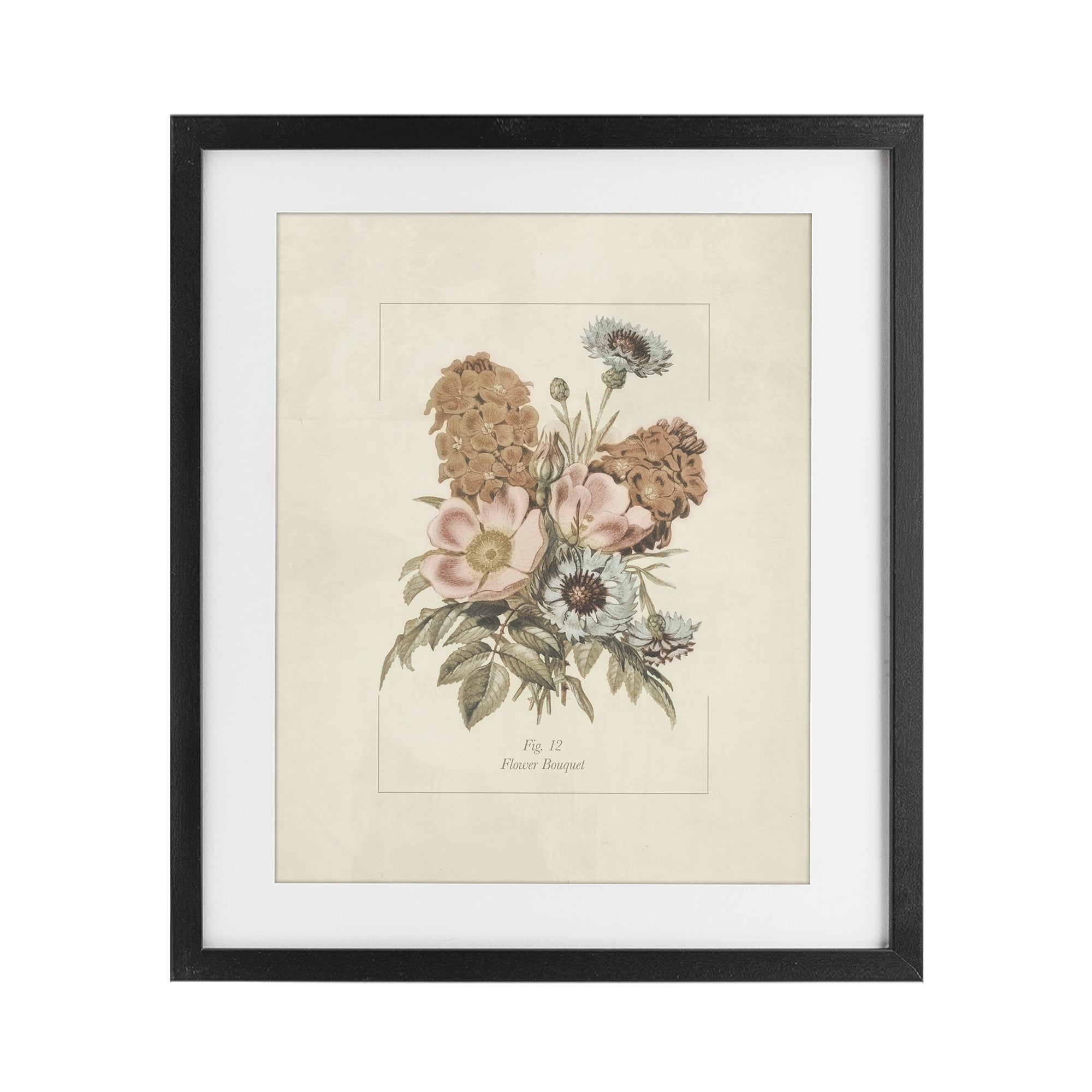 Stupell Industries Flower Bouquet Vintage Blossoms Black Framed Print Under Glass, design by Dan Meneely