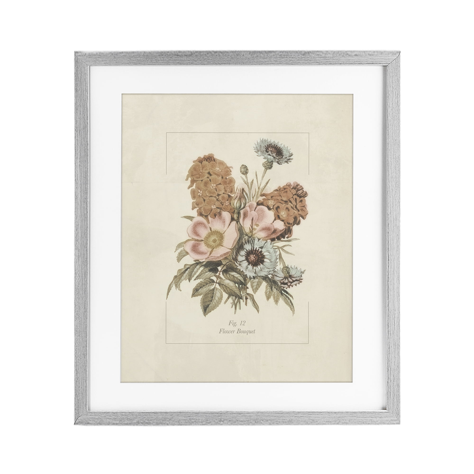 Stupell Industries Flower Bouquet Vintage Blossoms Gray Framed Print Under Glass, design by Dan Meneely