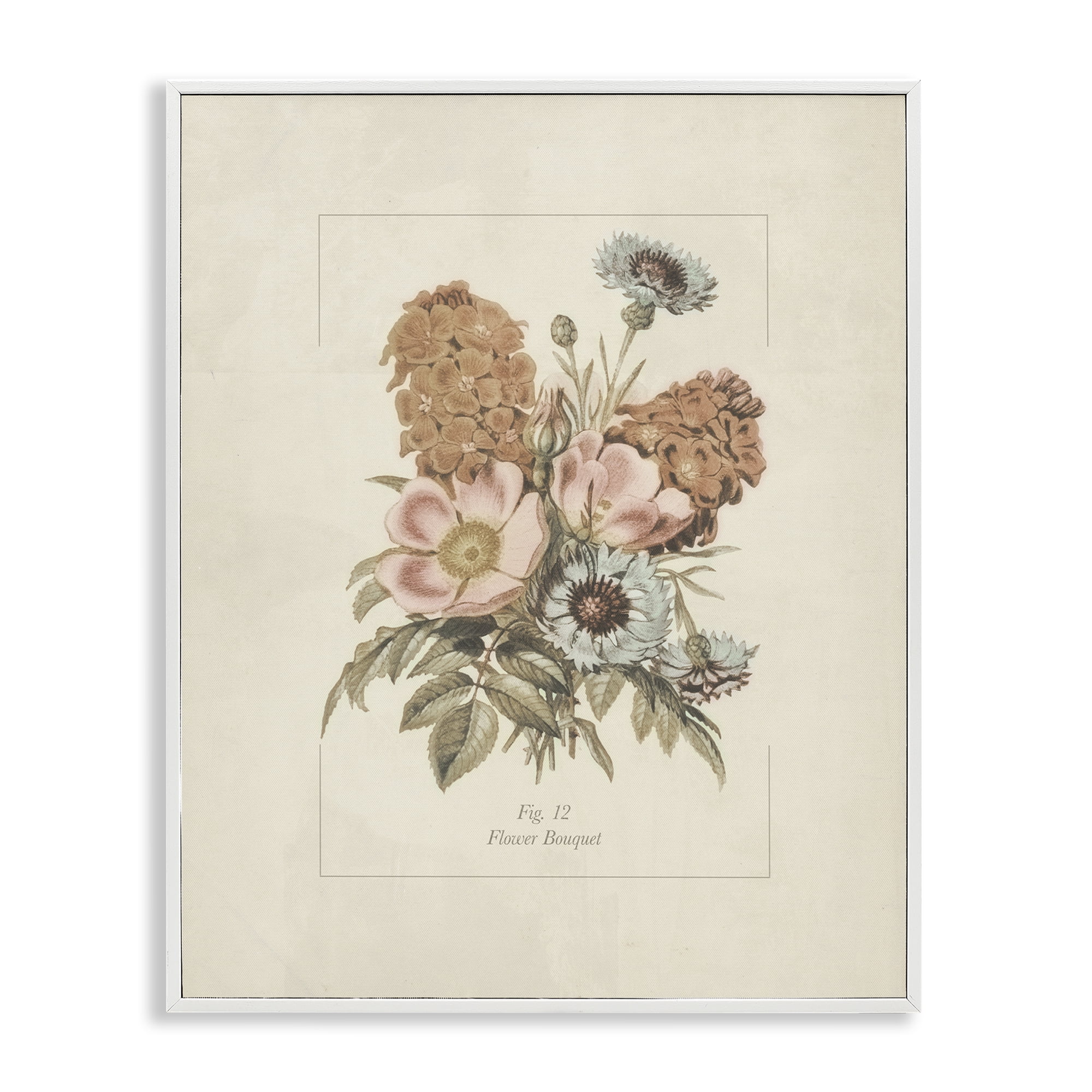 Stupell Industries Flower Bouquet Vintage Blossoms White Framed Giclee Art, design by Dan Meneely