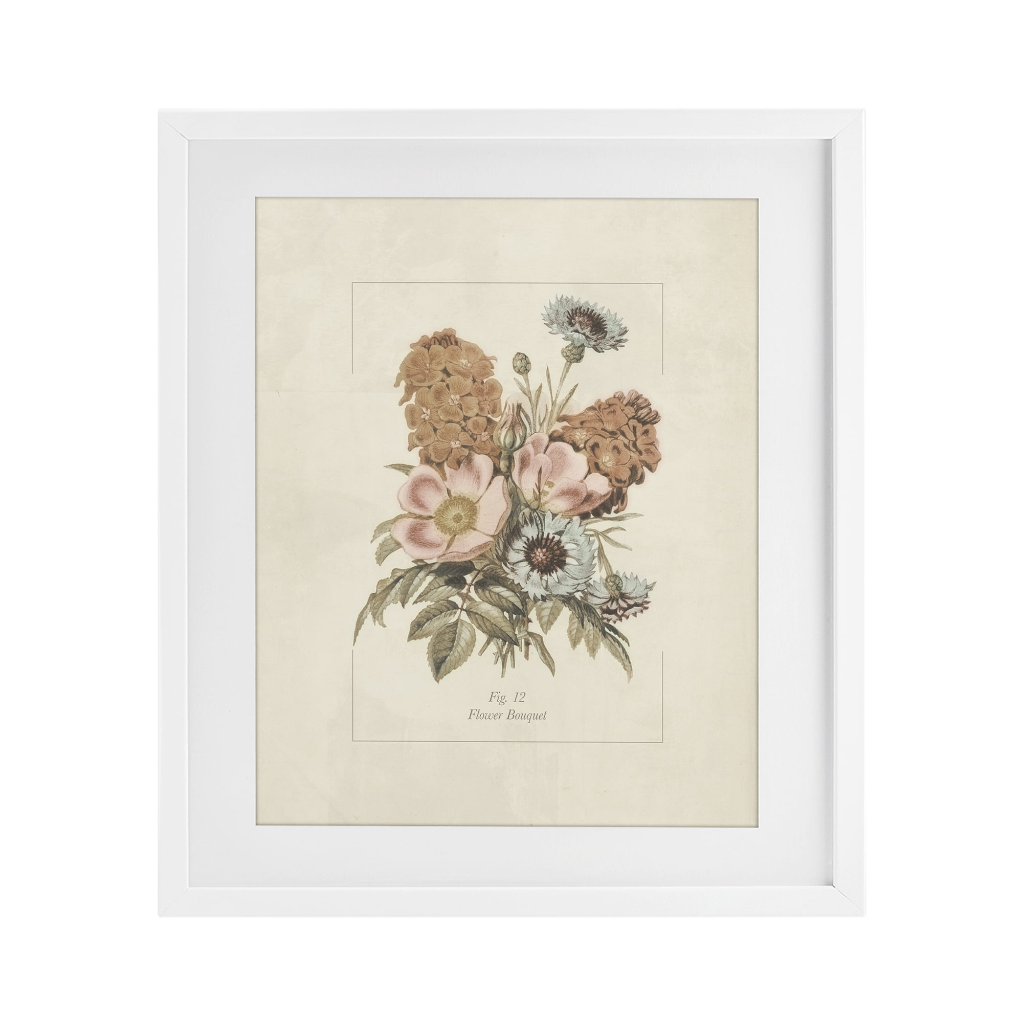 Stupell Industries Flower Bouquet Vintage Blossoms White Framed Print Under Glass, design by Dan Meneely