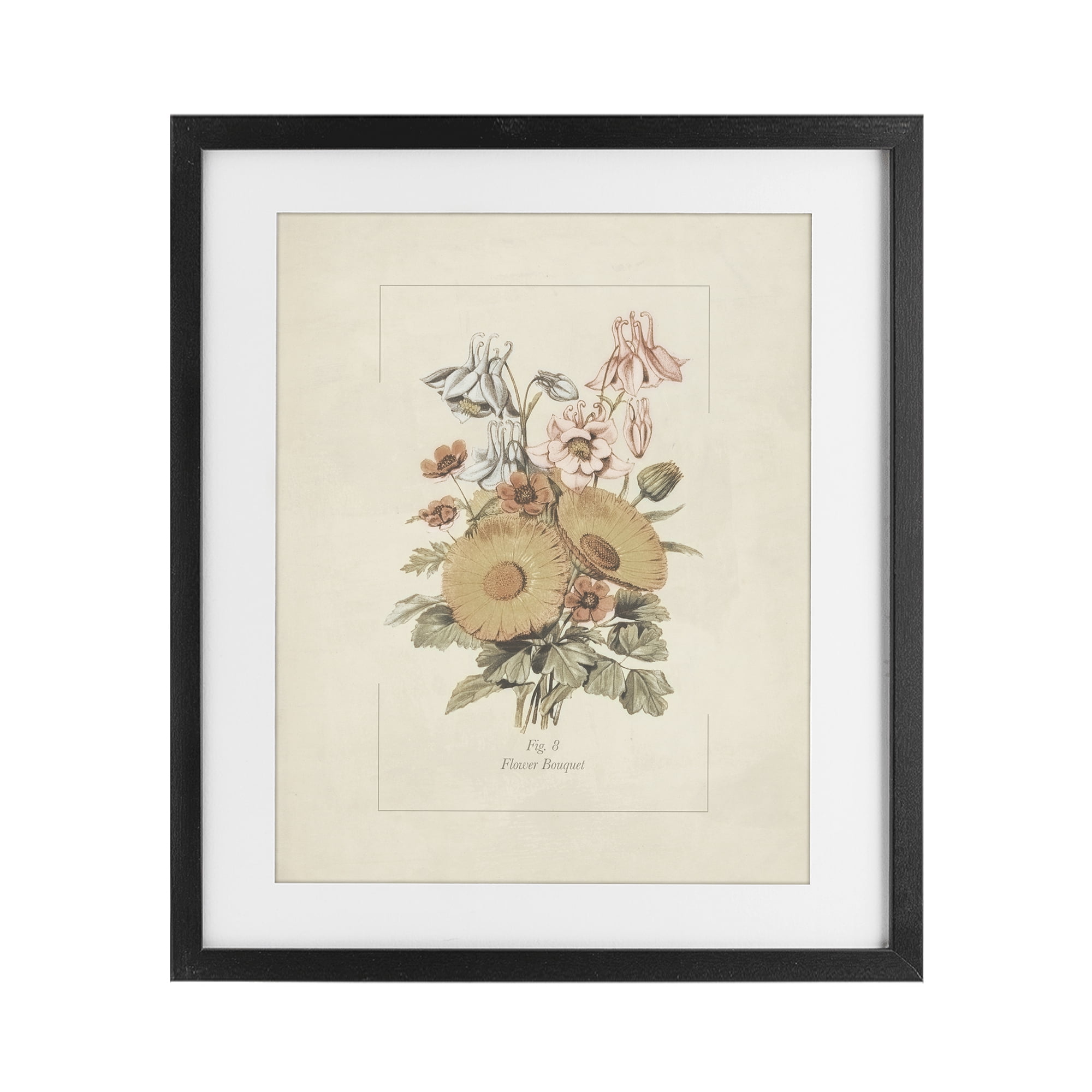 Stupell Industries Flower Bouquet Vintage Garden Black Framed Print Under Glass, design by Dan Meneely