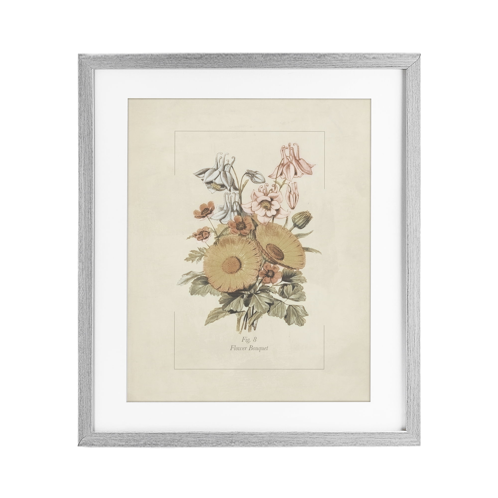 Stupell Industries Flower Bouquet Vintage Garden Gray Framed Print Under Glass, design by Dan Meneely