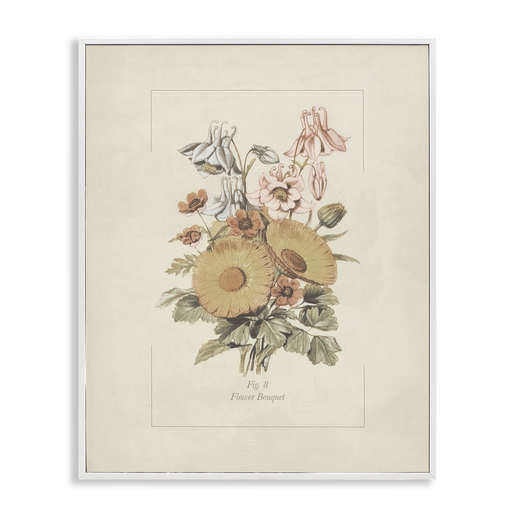 Stupell Industries Flower Bouquet Vintage Garden White Framed Giclee Art, design by Dan Meneely