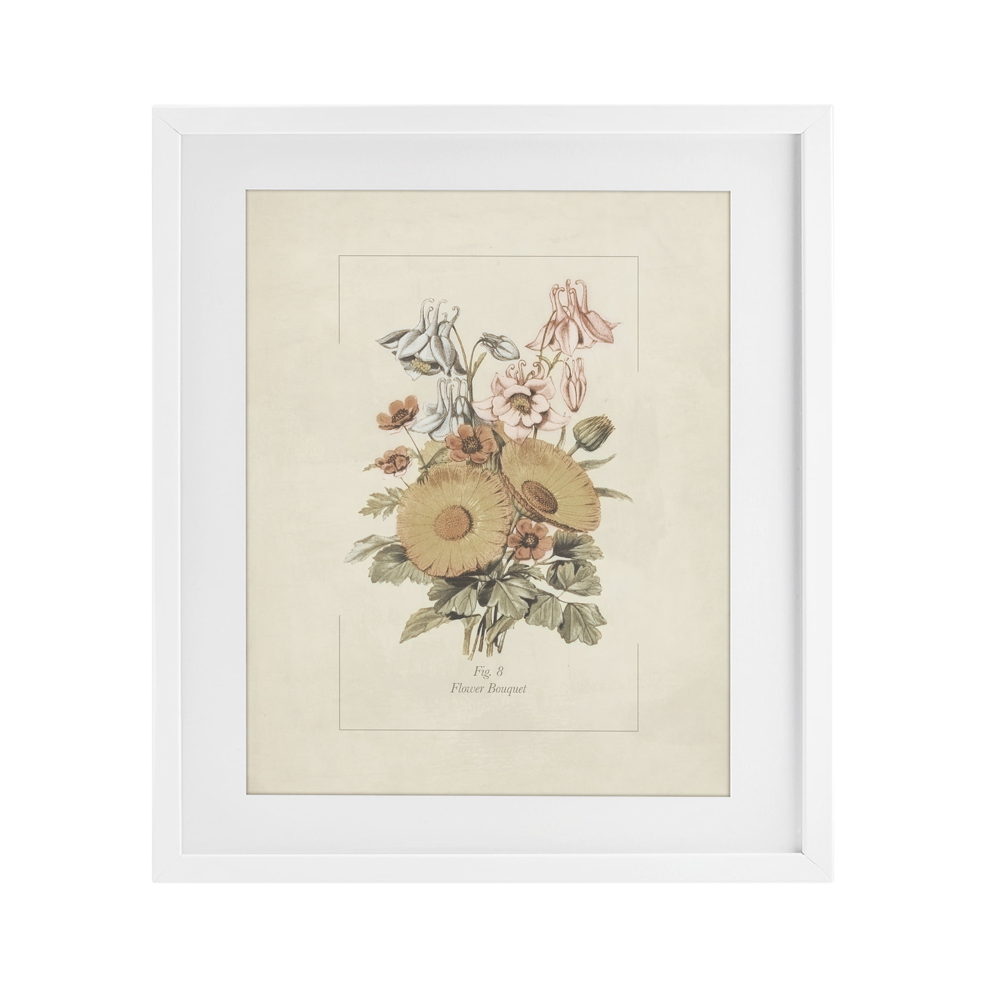 Stupell Industries Flower Bouquet Vintage Garden White Framed Print Under Glass, design by Dan Meneely