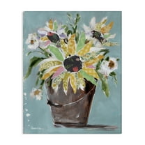 Stupell Industries Flower Bucket Bouquet Botanical & Floral Painting Gallery Wrapped Canvas Art Print Wall Art, 16 x 20