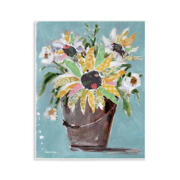 Stupell Industries Flower Bucket Bouquet Botanical & Floral Painting Unframed Art Print Wall Art, 11 x 14