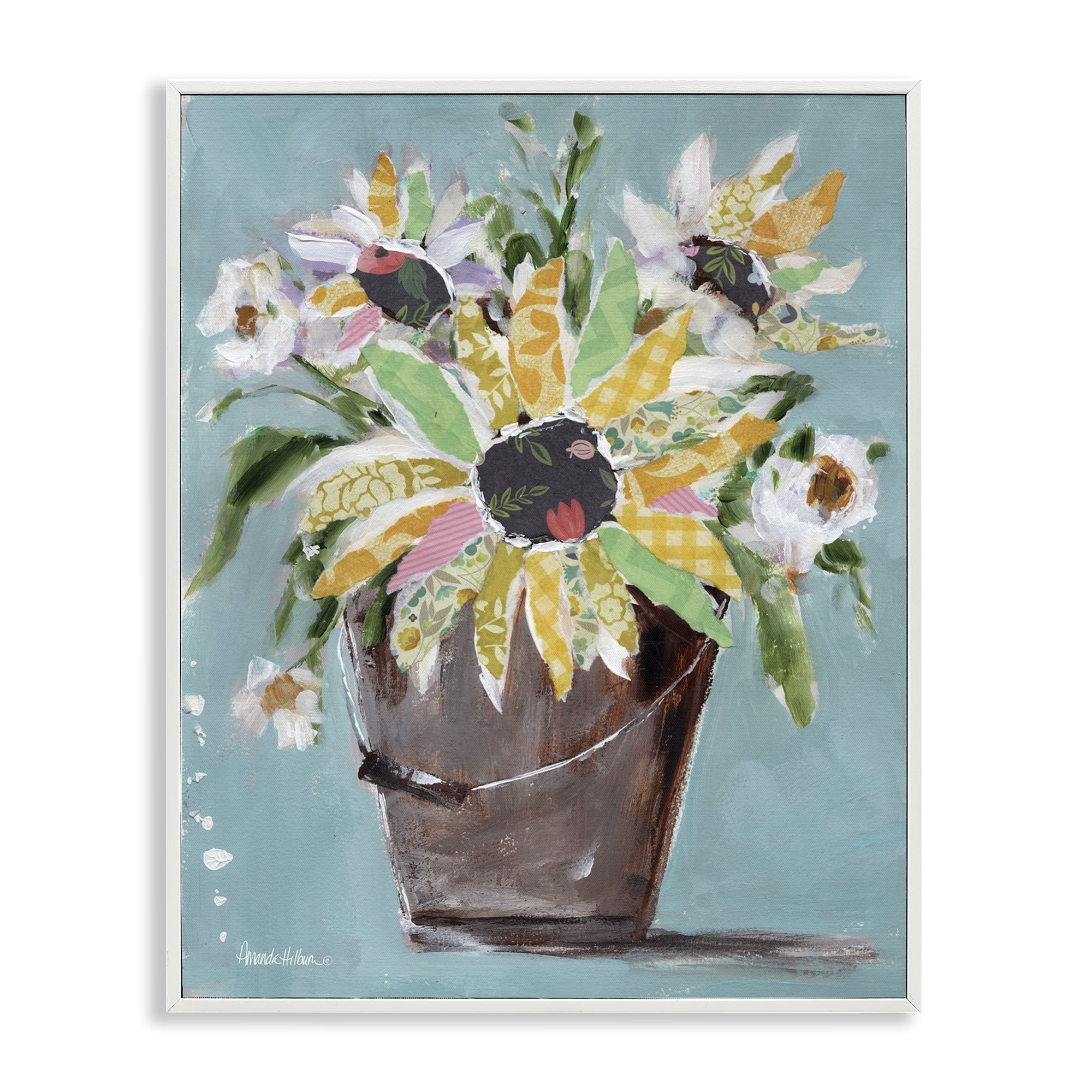 Stupell Industries Flower Bucket Bouquet Botanical & Floral Painting White Framed Art Print Wall Art, 24 x 30