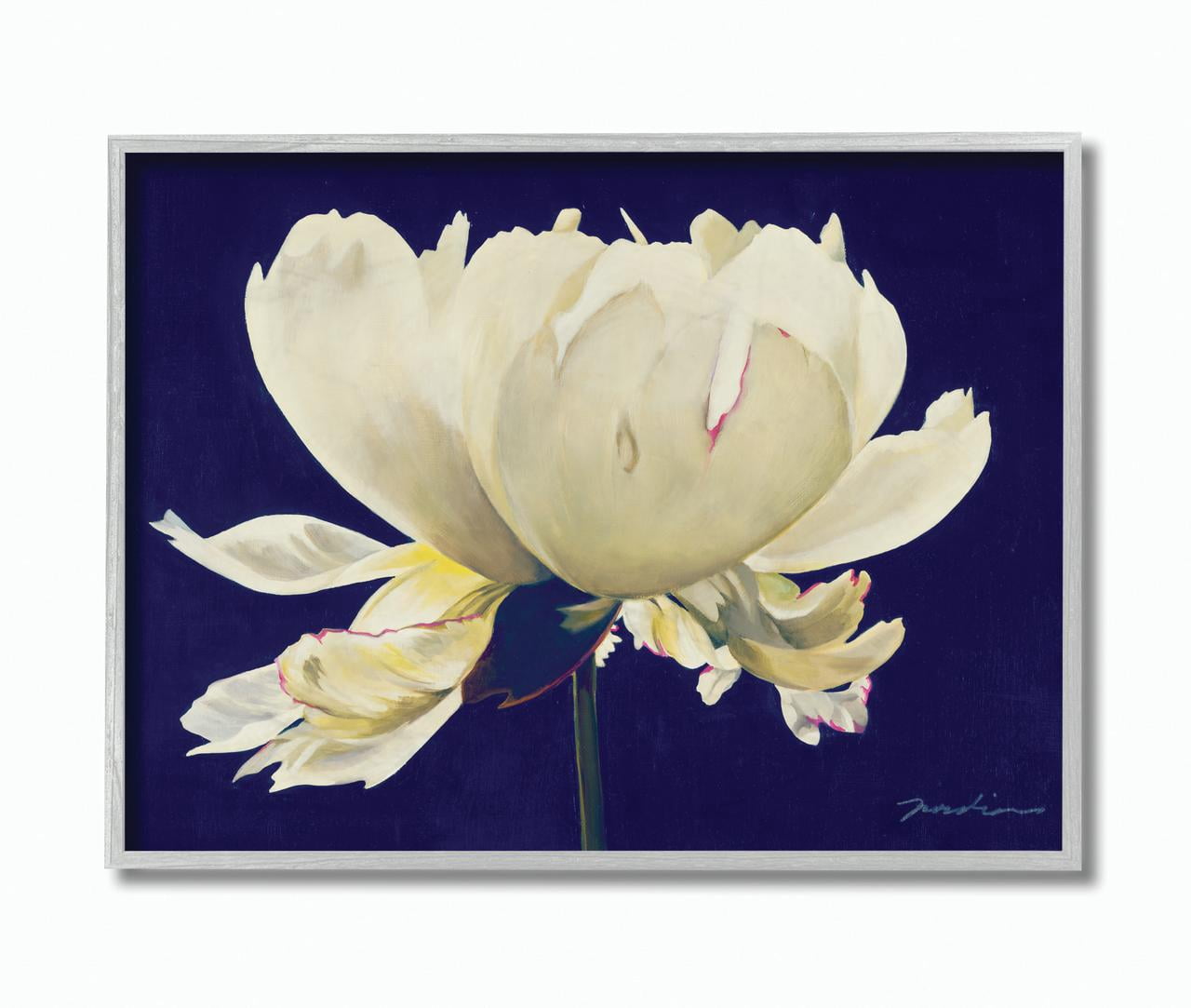 Stupell Industries Flower Bulb White Blue Painting Framed Wall Art by Third and Wall