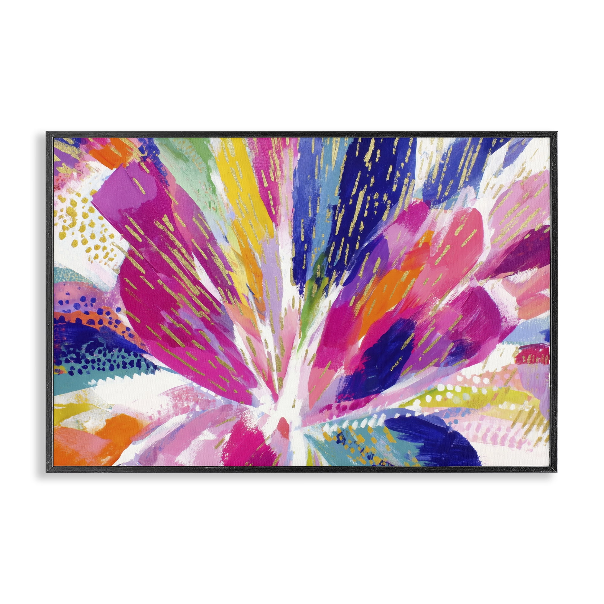 Stupell Industries Flower Burst in Vibrant Tones Black Framed Giclee Art, design by Chromatic Storm Studio