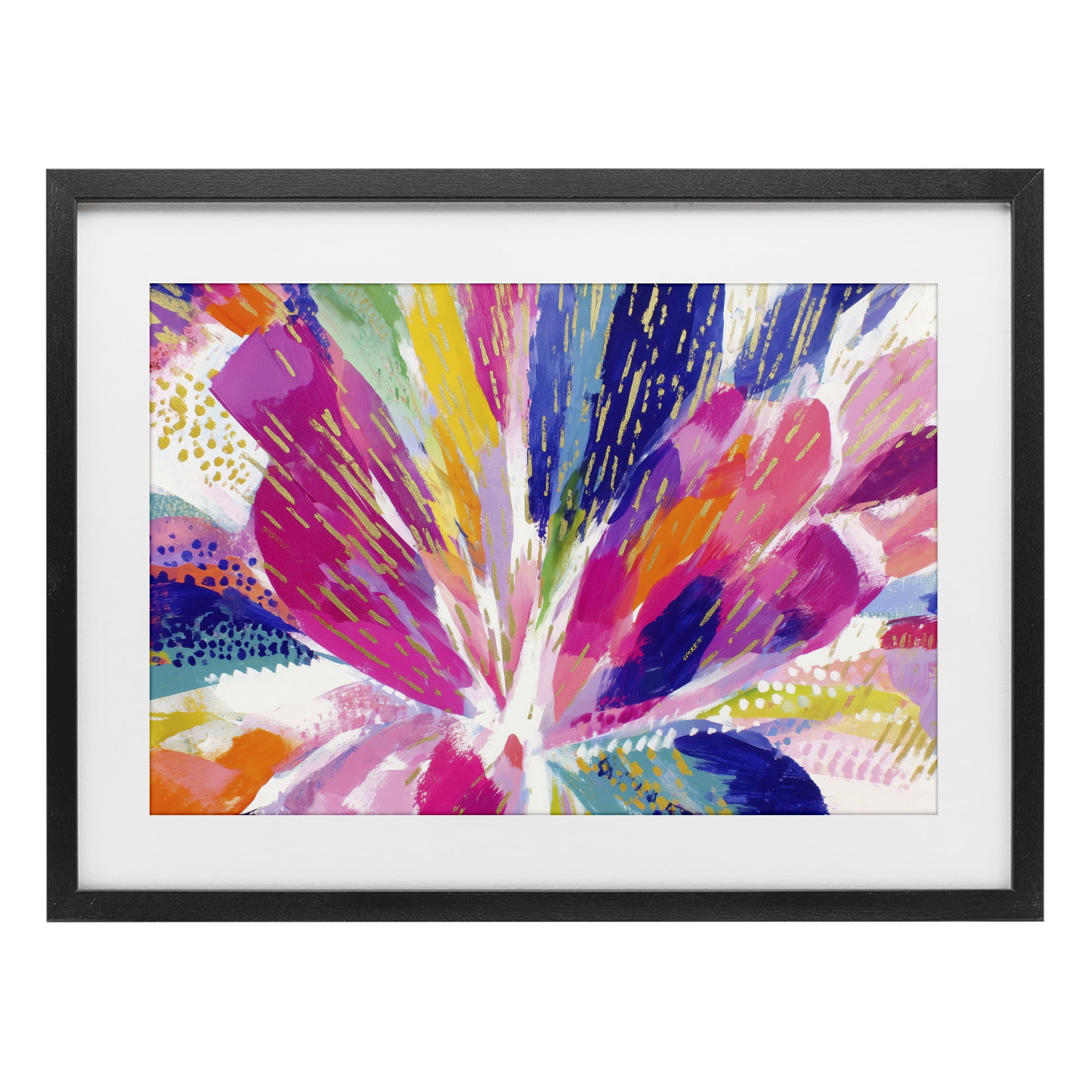 Stupell Industries Flower Burst in Vibrant Tones Black Framed Print Under Glass, design by Chromatic Storm Studio