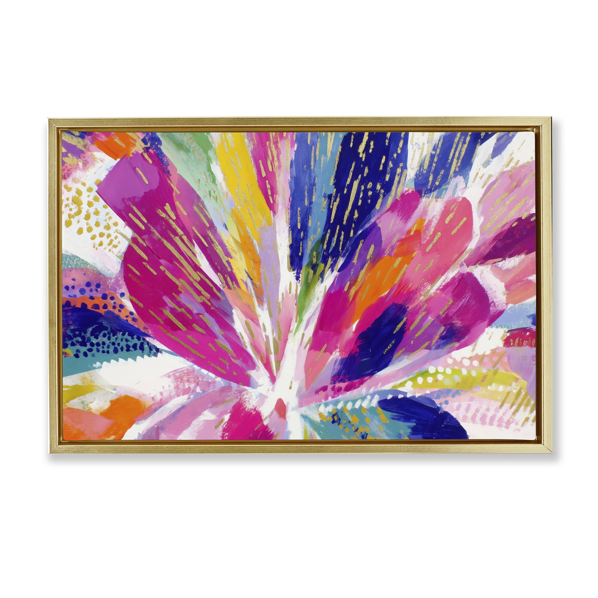 Stupell Industries Flower Burst in Vibrant Tones Gold Framed Floater Canvas Wall Art, design by Chromatic Storm Studio