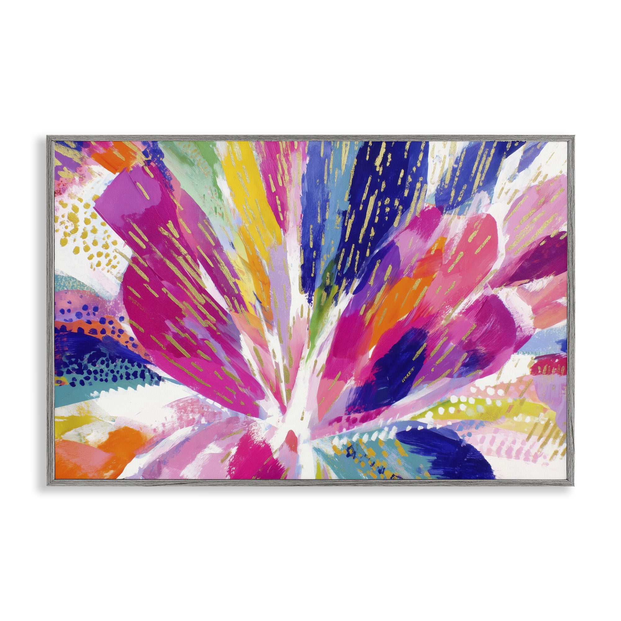 Stupell Industries Flower Burst in Vibrant Tones Gray Framed Giclee Art, design by Chromatic Storm Studio