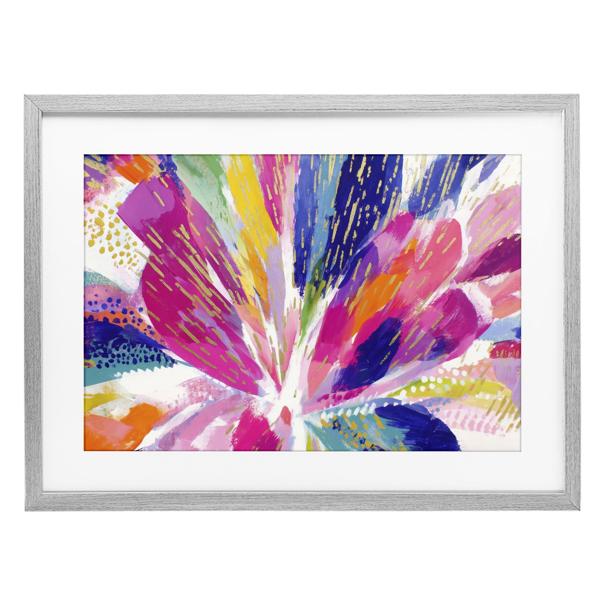 Stupell Industries Flower Burst in Vibrant Tones Gray Framed Print Under Glass, design by Chromatic Storm Studio