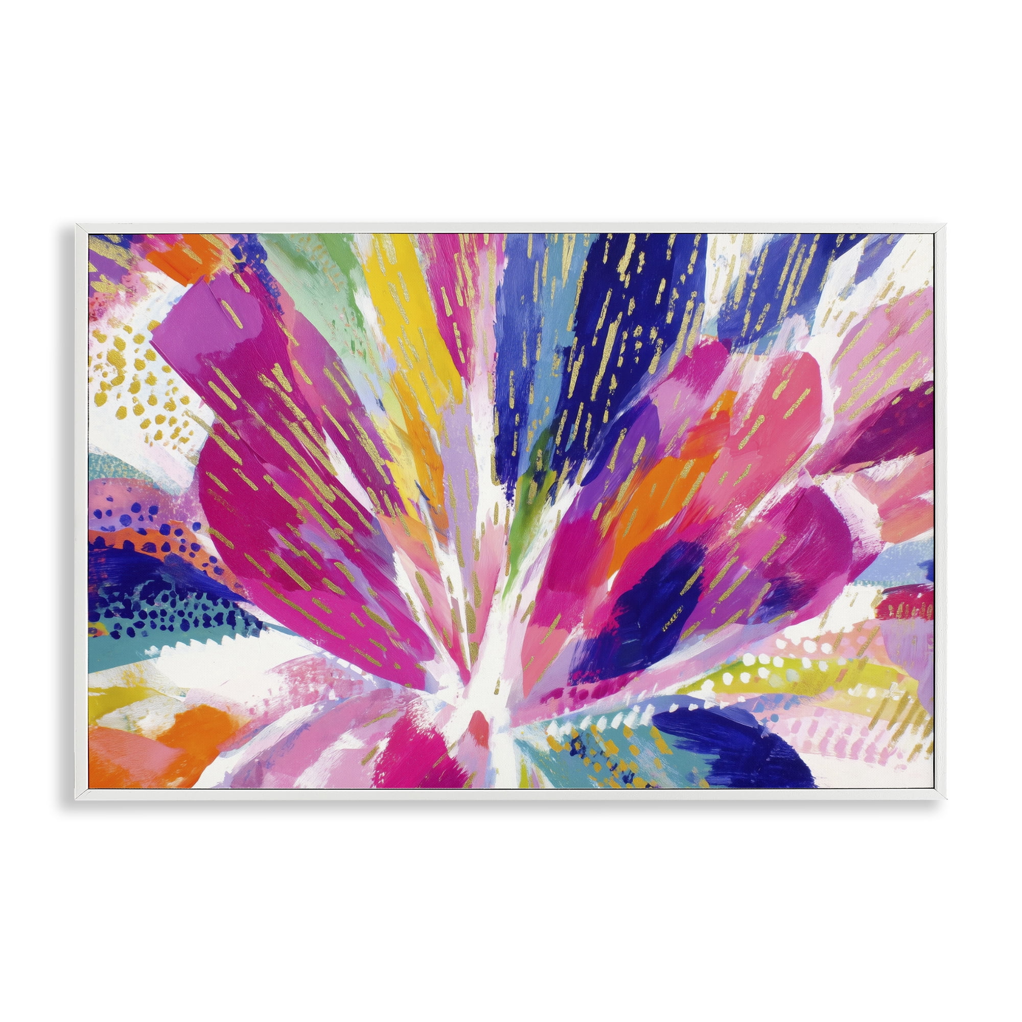 Stupell Industries Flower Burst in Vibrant Tones White Framed Giclee Art, design by Chromatic Storm Studio