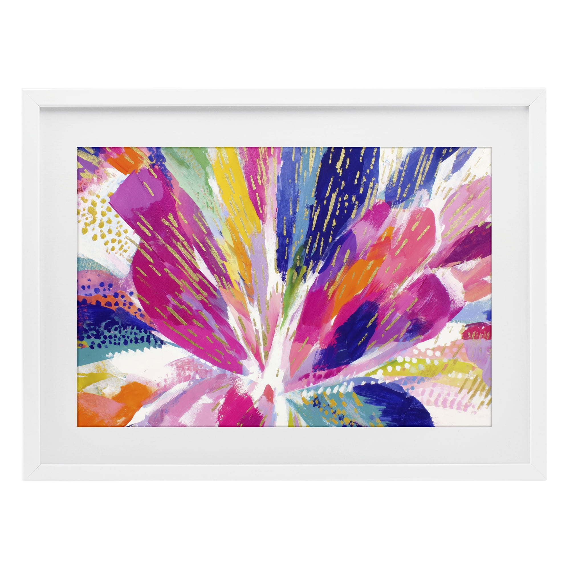 Stupell Industries Flower Burst in Vibrant Tones White Framed Print Under Glass, design by Chromatic Storm Studio