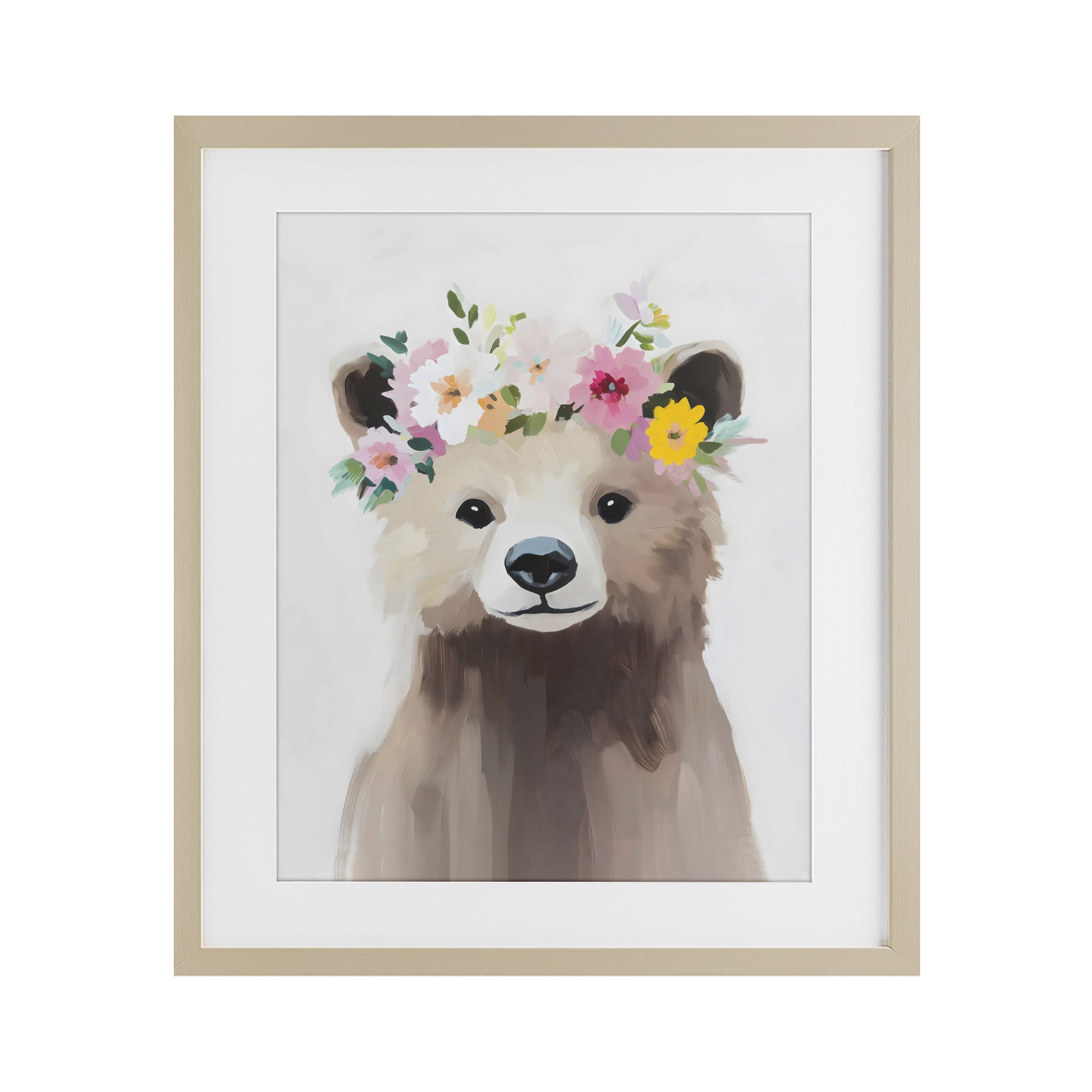 Stupell Industries Flower Crown Bear Birch Framed Print Under Glass, design by The Prints Vibe