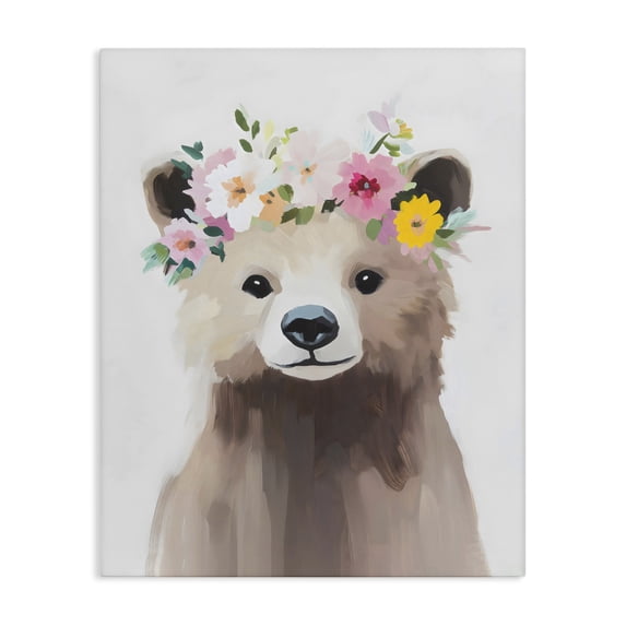 Stupell Industries Eclectic Flower Crown Bear Canvas Art, 36 x 48, by The Prints Vibe