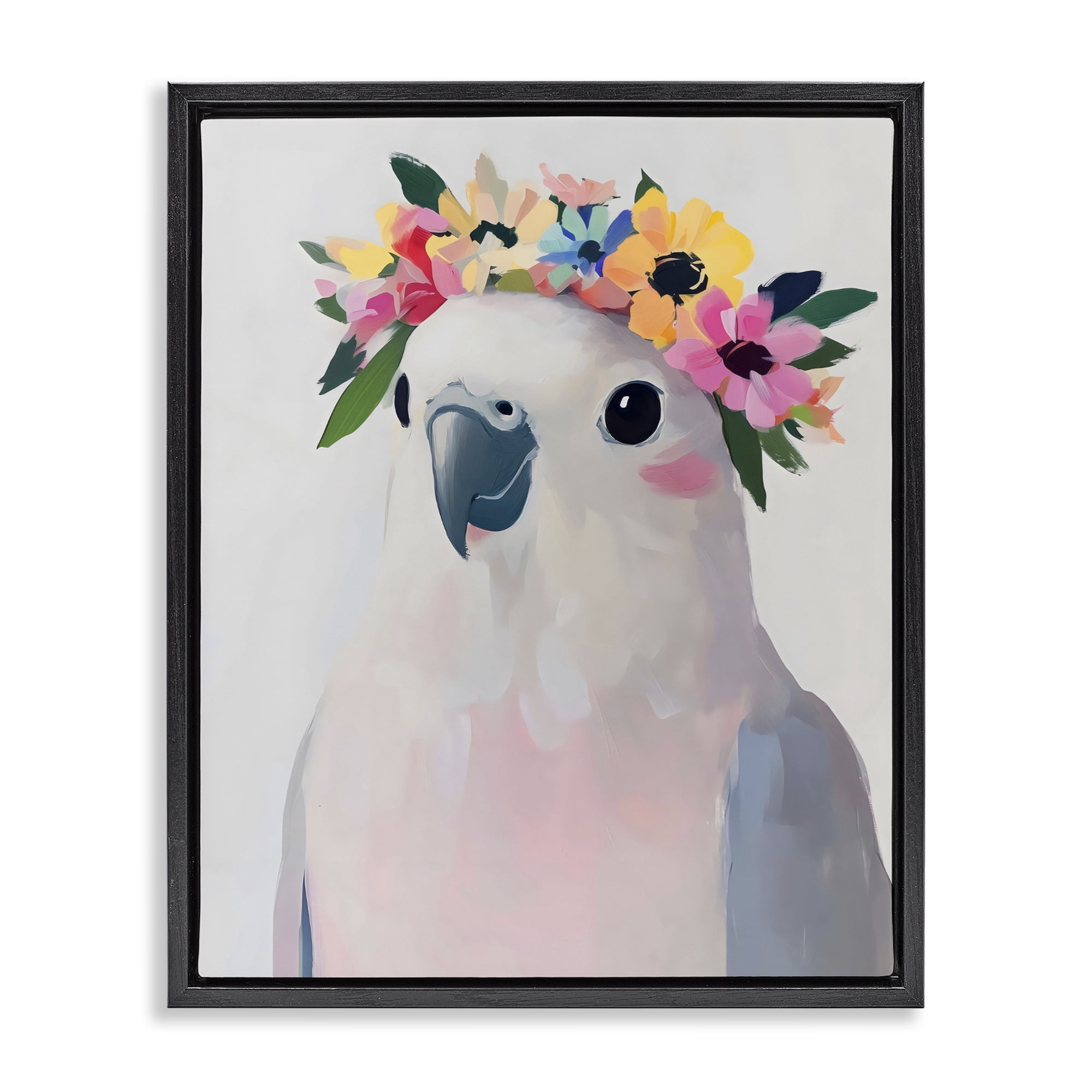 Stupell Industries Flower Crown Dove Black Framed Floater Canvas Wall Art, design by The Prints Vibe