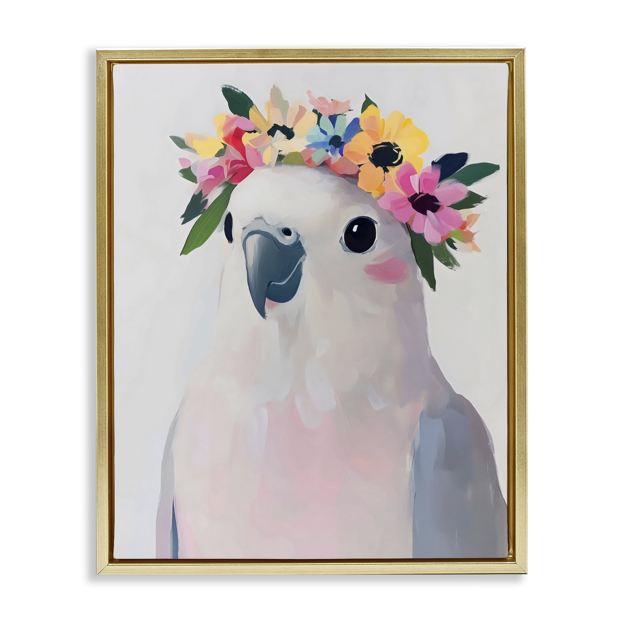 Stupell Industries Flower Crown Dove Gold Framed Floater Canvas Wall Art, design by The Prints Vibe