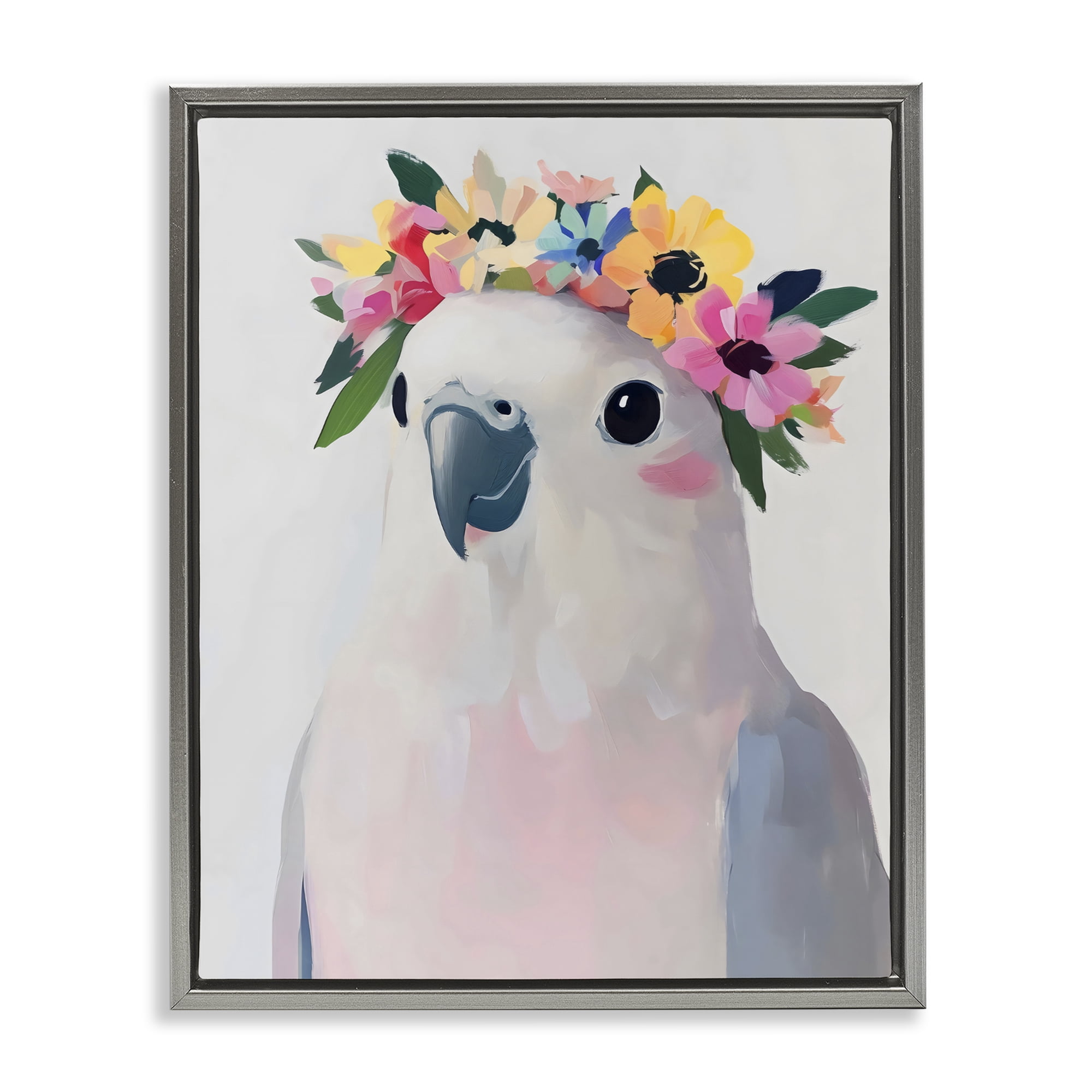 Stupell Industries Flower Crown Dove Gray Framed Floater Canvas Wall Art, design by The Prints Vibe