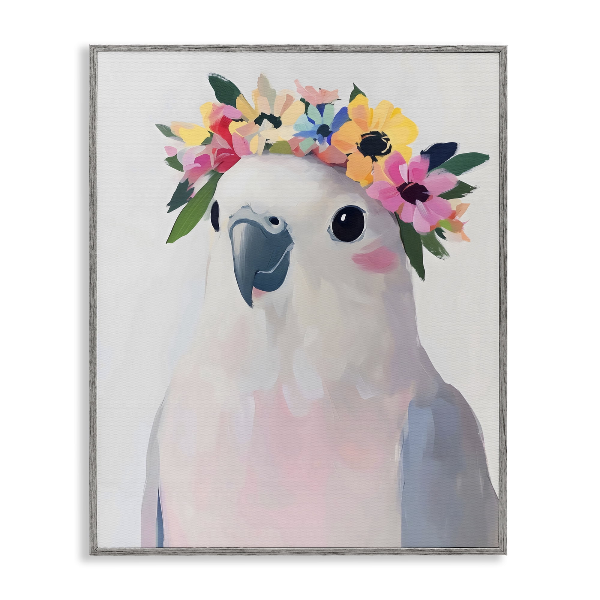 Stupell Industries Flower Crown Dove Gray Framed Giclee Art, design by The Prints Vibe