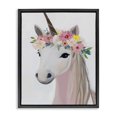 thumbnail image 1 of Stupell Industries Bohemian Flower Crown Unicorn Black Floating Frame Canvas Art, 17 x 21, by The Prints Vibe, 1 of 8