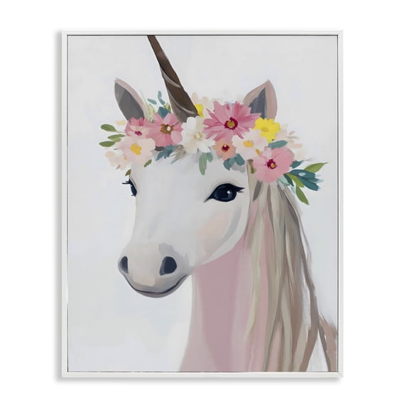 Stupell Industries Bohemian Flower Crown Unicorn White Framed Giclee Art, 11 x 14, by The Prints Vibe
