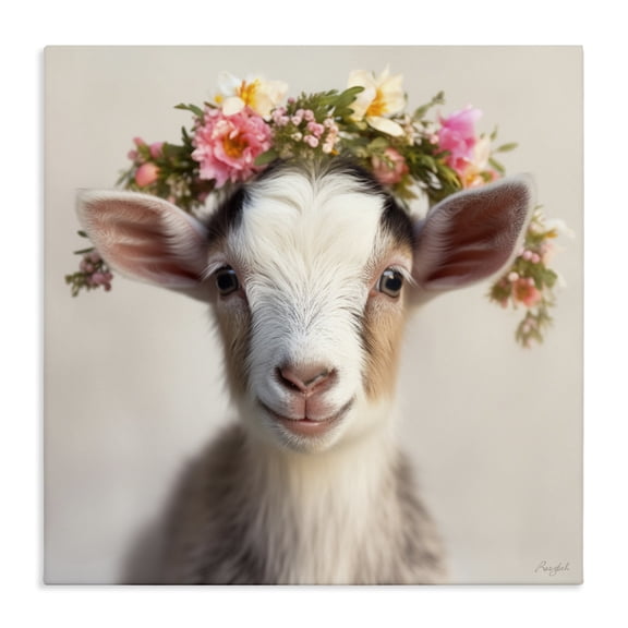 Stupell Industries Flower Crowned Goat Canvas Wall Art, design by Roozbeh