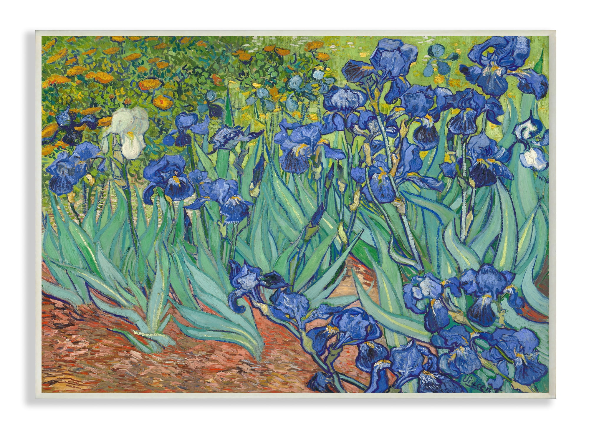 Stupell Industries Flower Field Blue Green Van Gogh Classical Painting Unframed Art Print Wall Art, 13x19, by Vincent Van Gogh