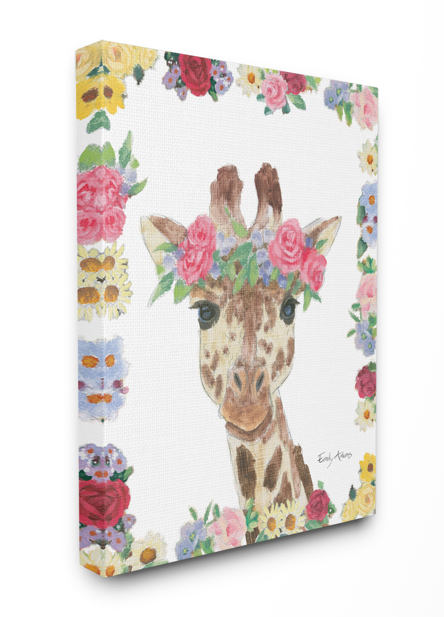 Stupell Industries Flower Friends Giraffe Canvas Wall Art by Emily Adams