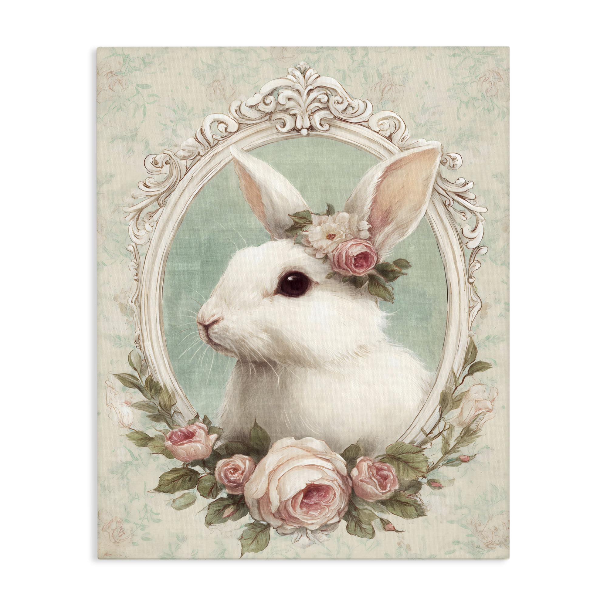 Stupell Industries Flower Fringed Bunny Portrait Canvas Wall Art, design by Ink Drop Loft