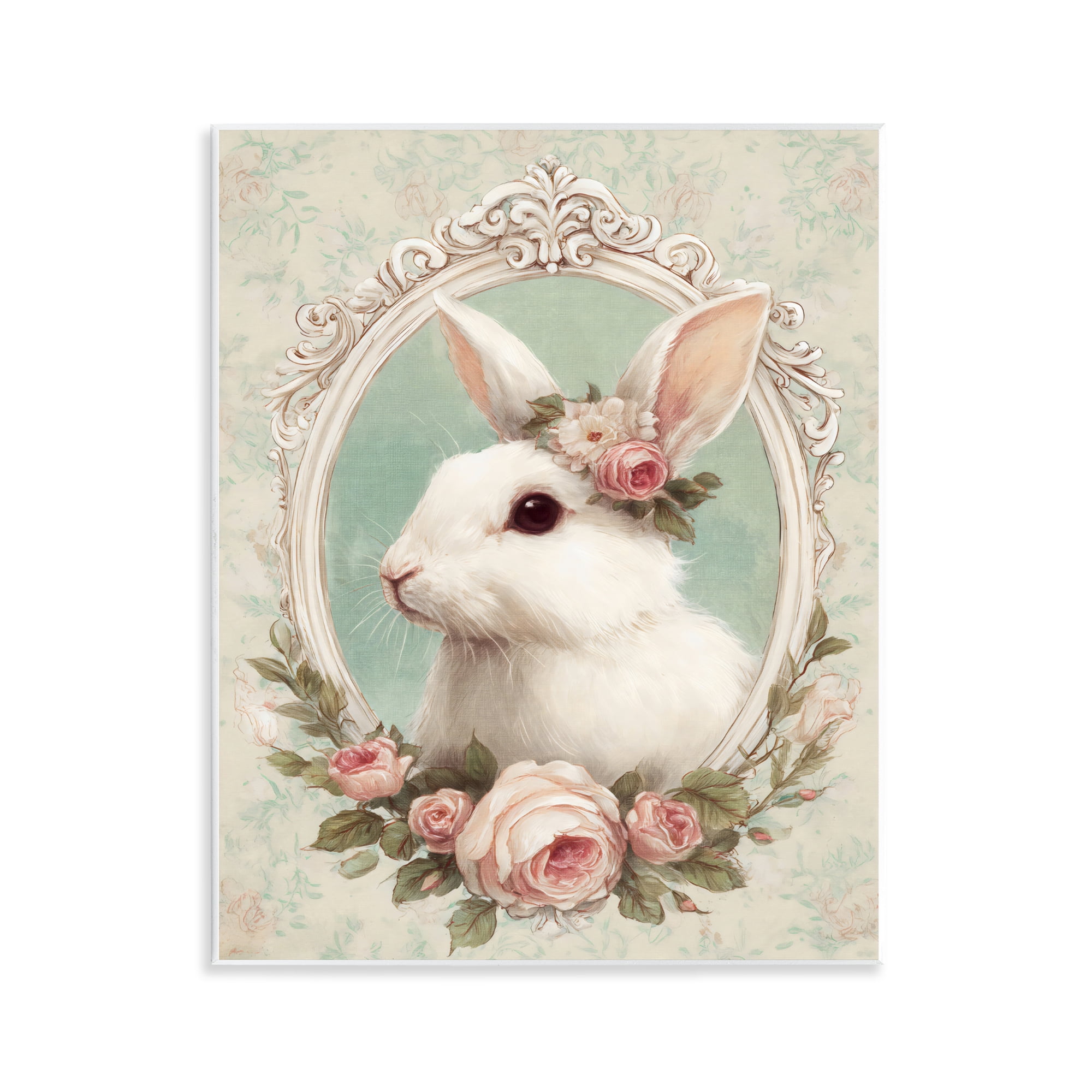 Stupell Industries Flower Fringed Bunny Portrait Wall Plaque Art, design by Ink Drop Loft
