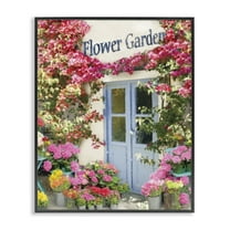 Stupell Industries Flower Garden Doorway Buildings & Architecture Painting Black Framed Art Print Wall Art, 11 x 14
