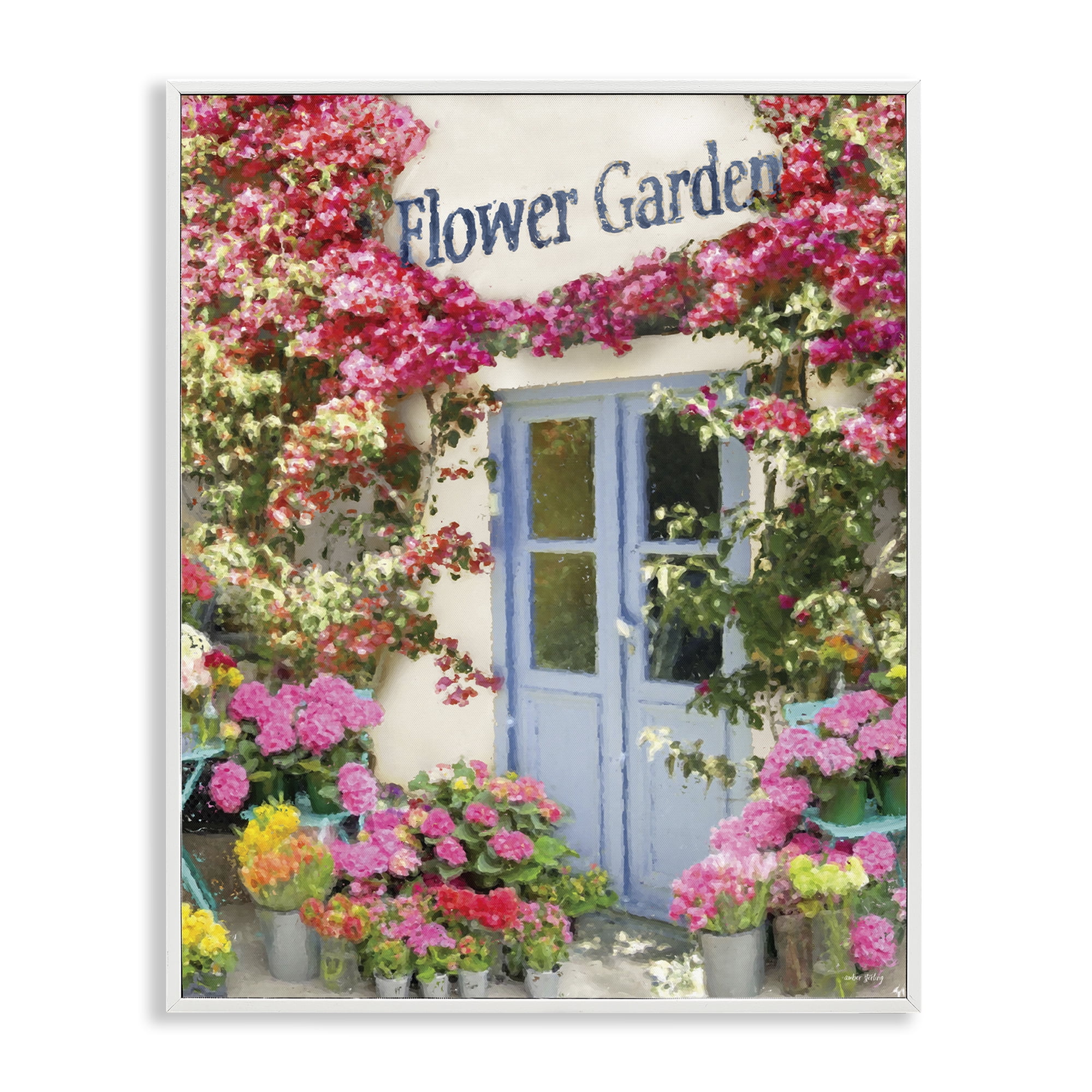 Stupell Industries Flower Garden Doorway Buildings & Architecture Painting White Framed Art Print Wall Art, 24 x 30