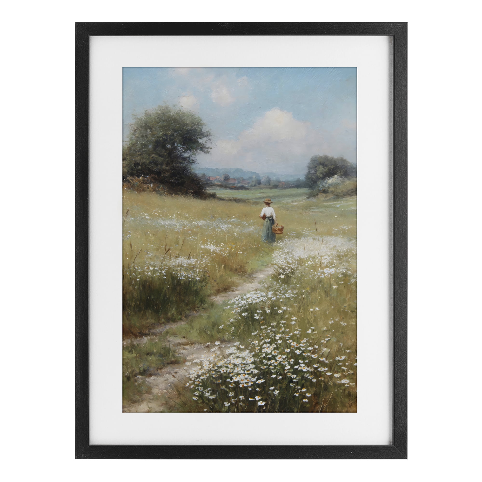 Stupell Industries Flower Gazing in Summer Meadow Black Framed Print Under Glass, design by Petal Prints Design