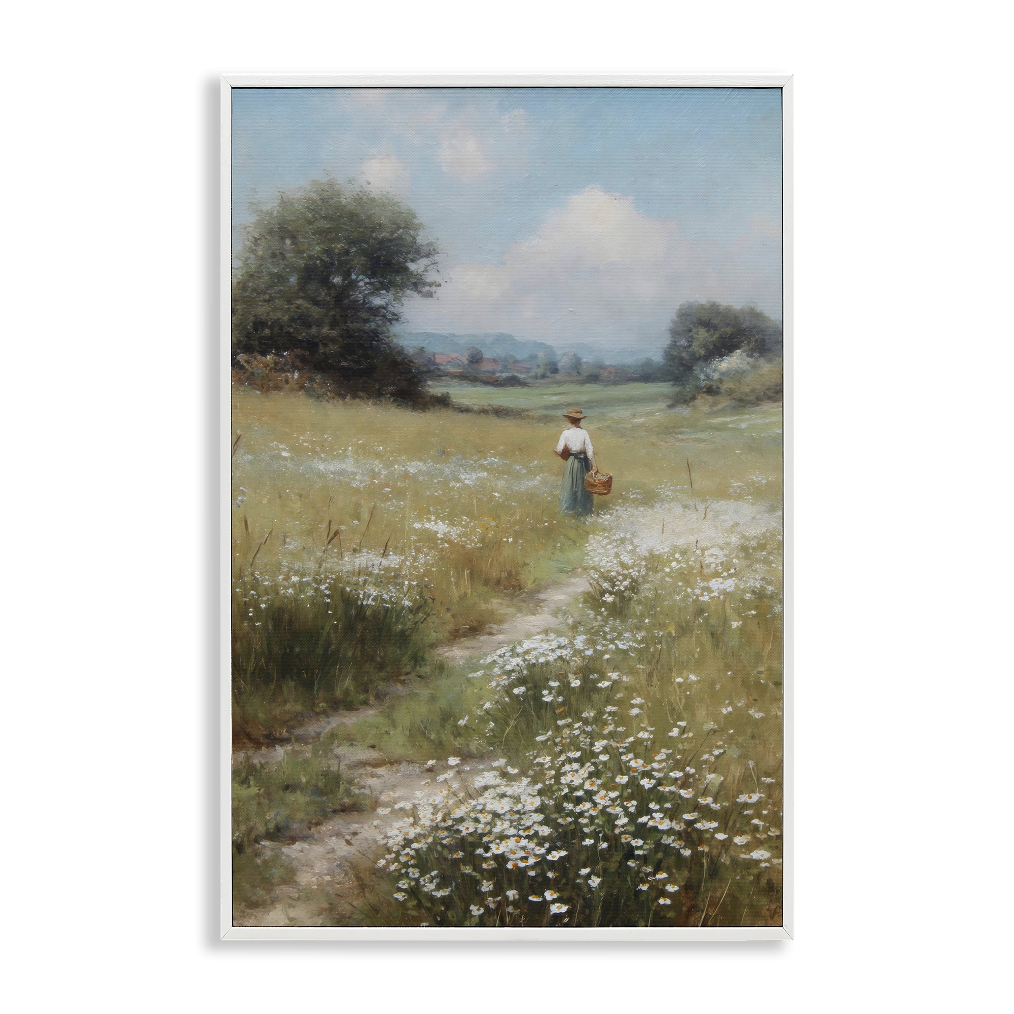 Stupell Industries Flower Gazing in Summer Meadow White Framed Giclee Art, design by Petal Prints Design