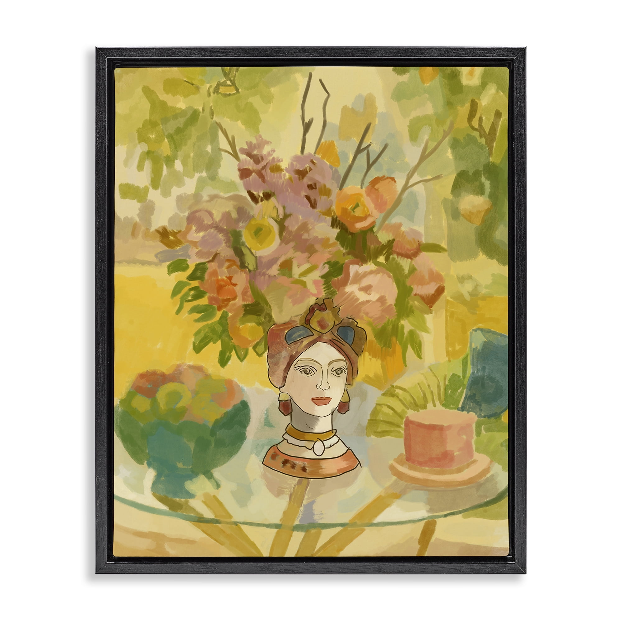 Stupell Industries Flower Head Vase Black Framed Floater Canvas Wall Art, design by Amelia Noyes