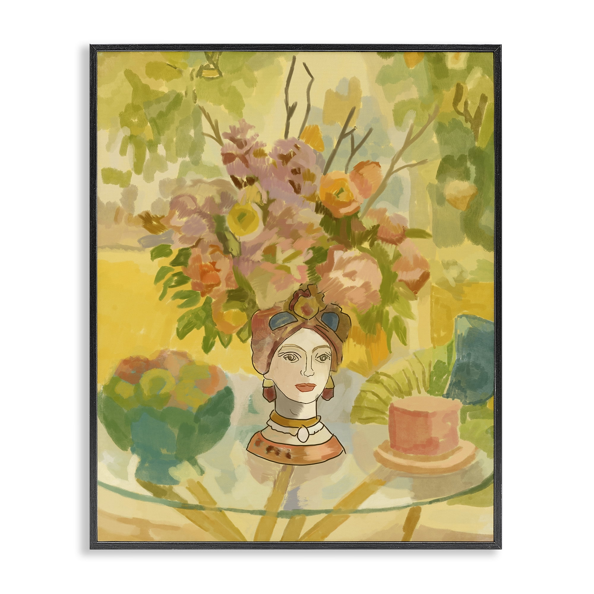 Stupell Industries Flower Head Vase Black Framed Giclee Art, design by Amelia Noyes