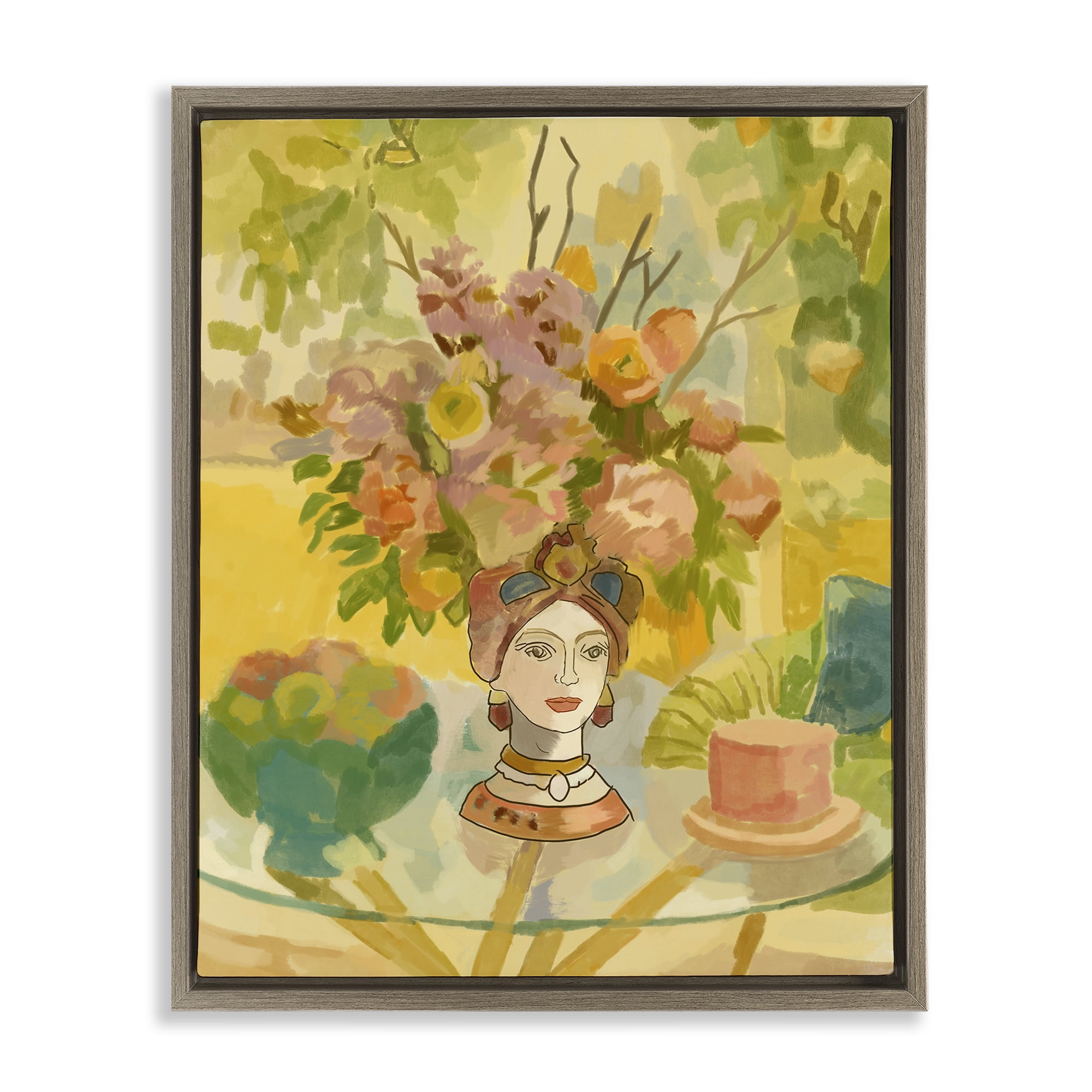 Stupell Industries Flower Head Vase Brown Framed Floater Canvas Wall Art, design by Amelia Noyes