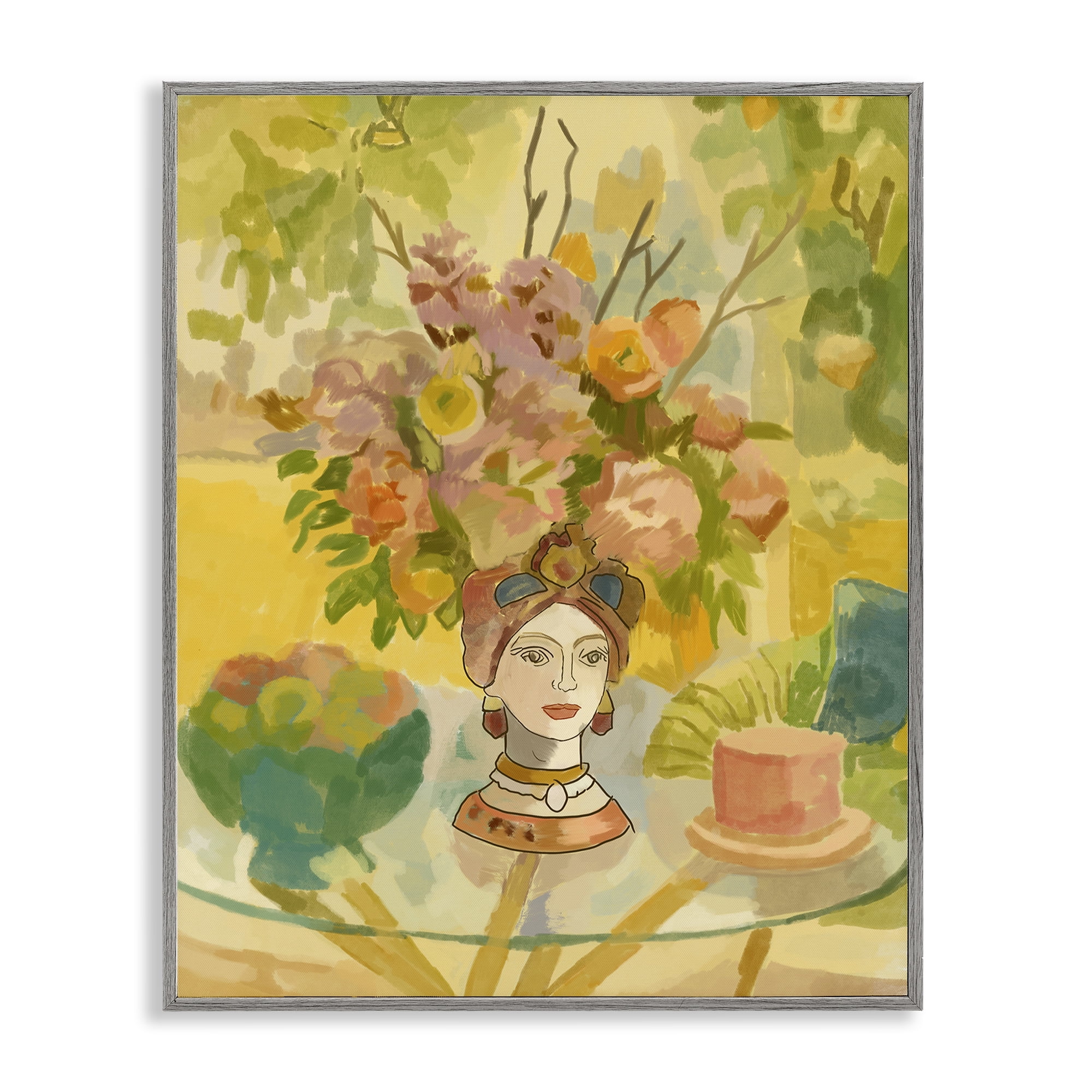 Stupell Industries Flower Head Vase Gray Framed Giclee Art, design by Amelia Noyes