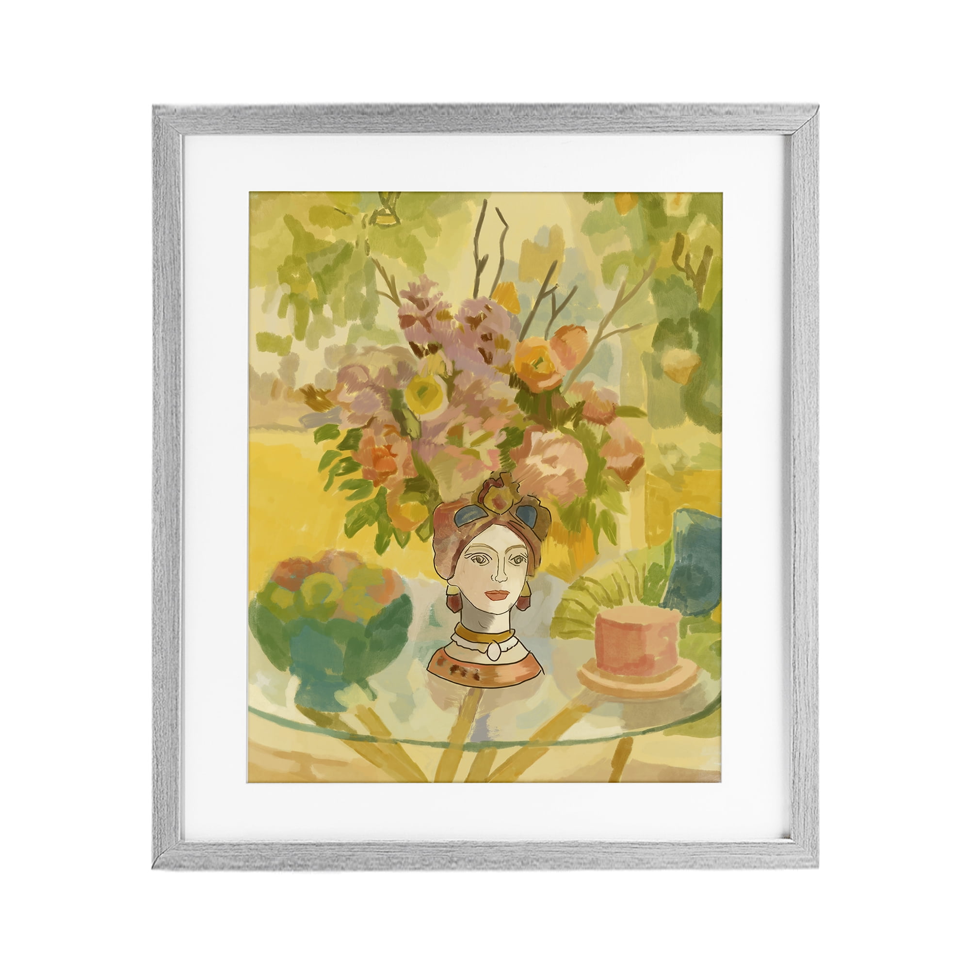 Stupell Industries Flower Head Vase Gray Framed Print Under Glass, design by Amelia Noyes
