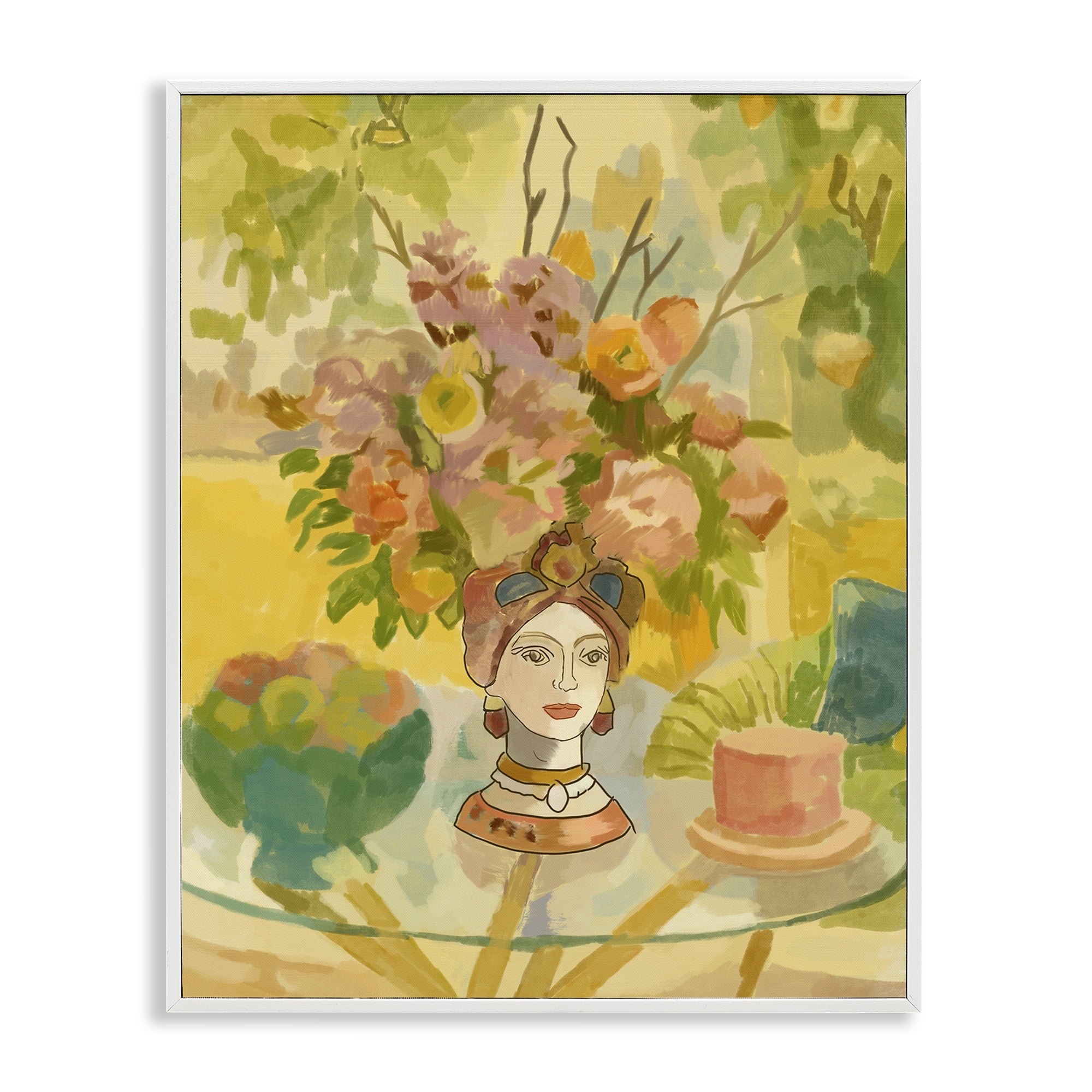 Stupell Industries Flower Head Vase White Framed Giclee Art, design by Amelia Noyes